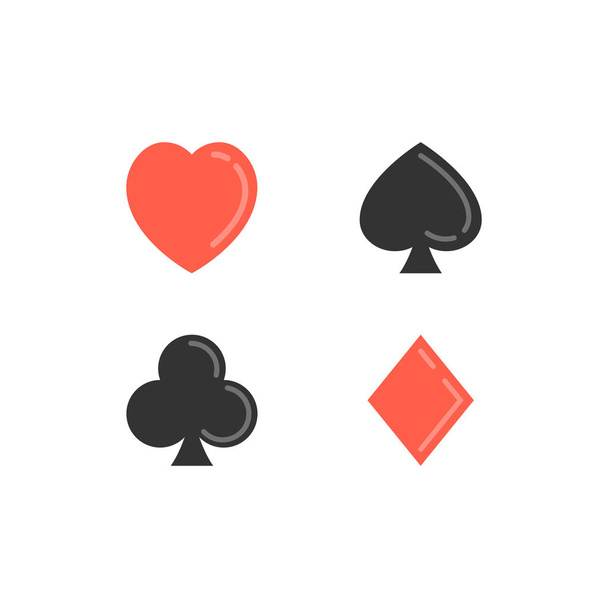 Set of vector symbols of playing cards suit. Flat vector illustration. - Vetor, Imagem