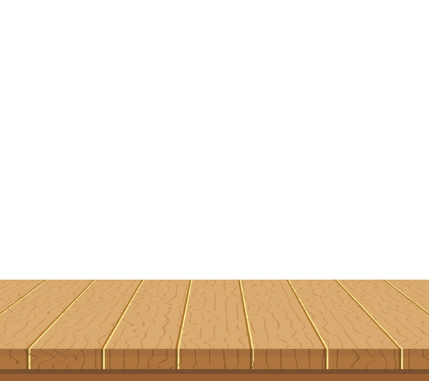 Tischplatte aus Holz auf weißem Hintergrund. Vektorillustration. - Vektor, Bild