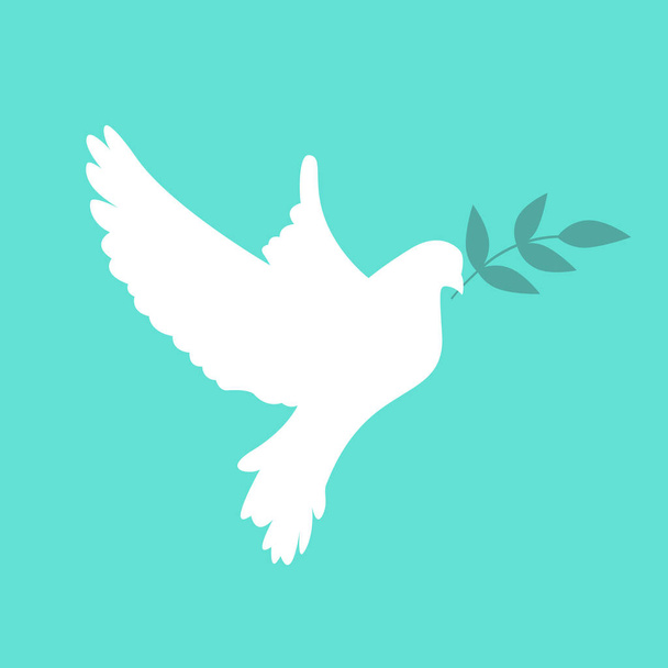 Paloma de la paz con rama verde. Ilustración vectorial
.  - Vector, imagen