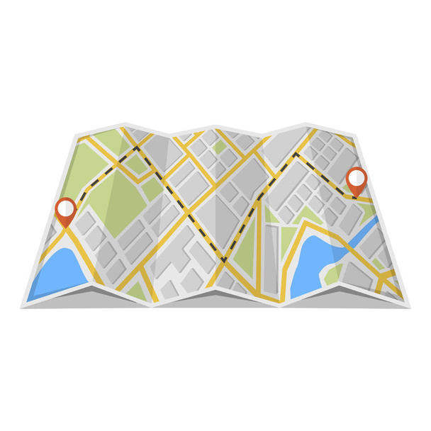 Karte mit GPS-Navigation und Punkten darauf. das Wegekonzept finden. Vektorillustration.  - Vektor, Bild
