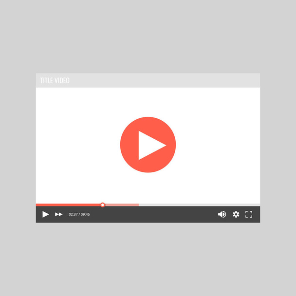 Video player interface for the web. Vector template of video and audio player. Flat vector illustration. - Vector, Image