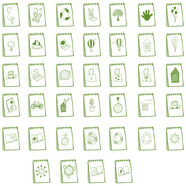 Cuadernos con diseños de logotipos ecológicos
 - Vector, imagen