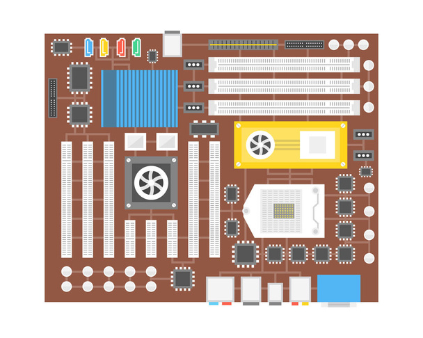 Tecnología de chip informático circuito de procesador y sistema de información de la placa base de la computadora. Ilustración vectorial
. - Vector, Imagen