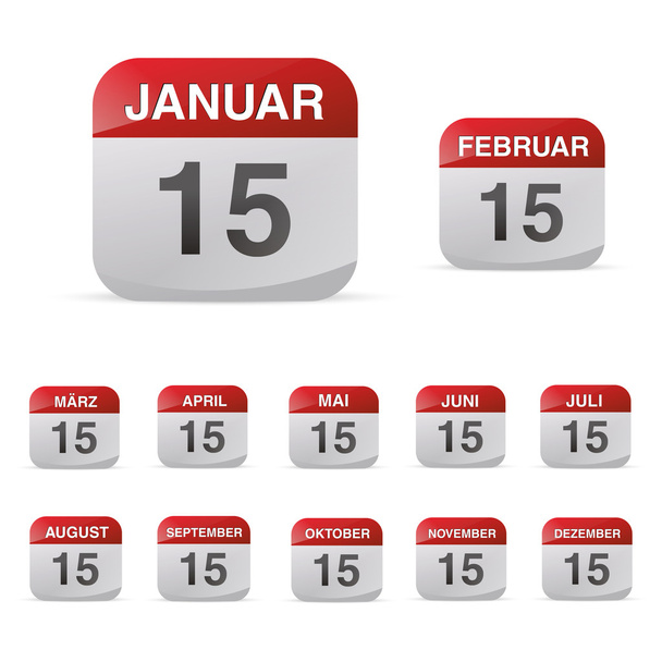 Набір календарів значок символ місяця рік лист календаря день народження канцелярський щоденник
 - Вектор, зображення