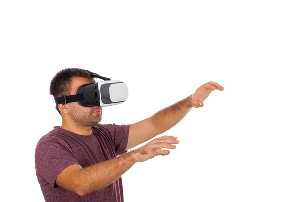 Picture of a young man wearing VR headset - Foto, Imagem