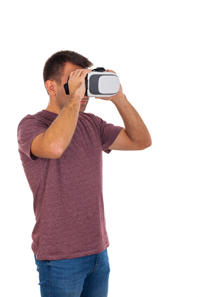 Picture of a young man wearing VR headset - Fotoğraf, Görsel