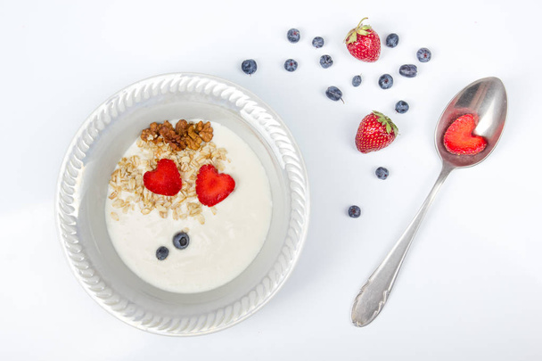 Various summer Fresh berries in a white background.. Antioxidants, detox diet, organic fruits - Fotoğraf, Görsel