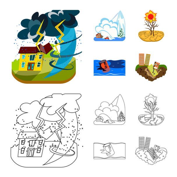 Vector illustration of weather and distress icon. Collection of weather and crash stock symbol for web. - Vector, Image