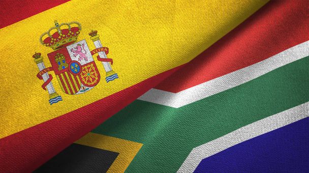 Spagna e Sudafrica bandiere insieme relazioni stoffa tessile, tessitura tessuto
 - Foto, immagini