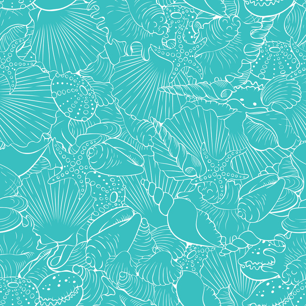 Безшовний візерунок з дрібних морських раковин
 - Вектор, зображення
