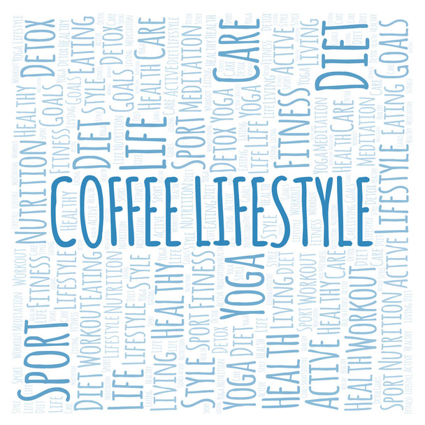 Café mot mode de vie nuage. Wordcloud fait avec du texte seulement
. - Photo, image