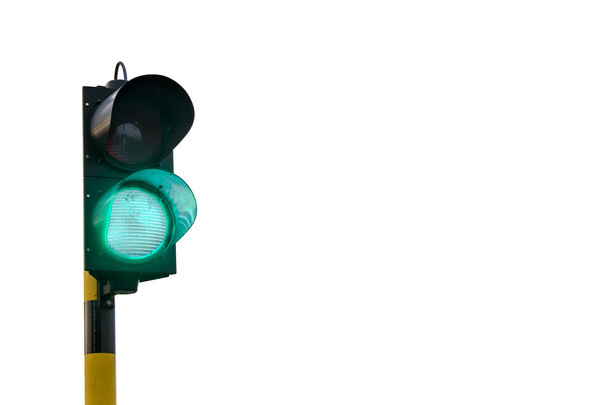 Semáforo verde aislado sobre fondo blanco
 - Foto, Imagen