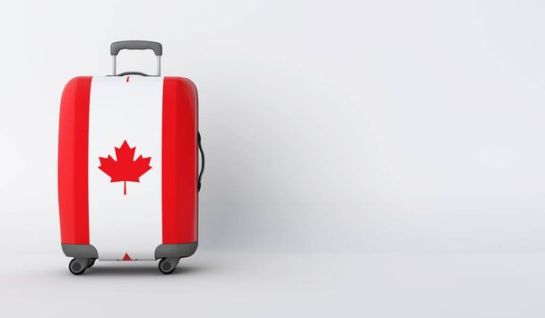 Travel suitcase with the flag of Canada. Holiday destination. 3D Render - Fotografie, Obrázek