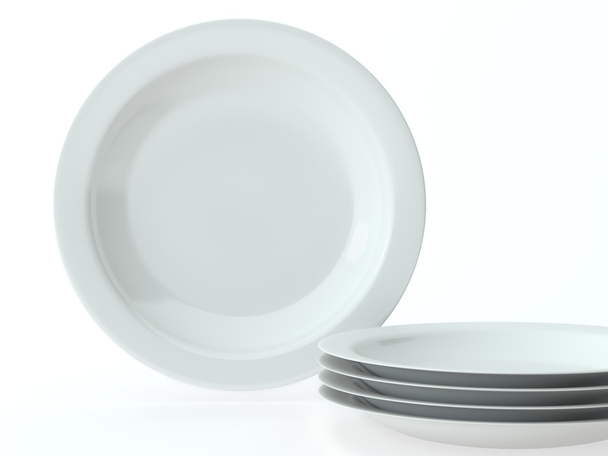 Conjunto de platos de cerámica redonda blanca
 - Foto, Imagen