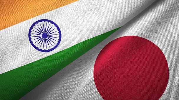 Индия и Япония соединяют вместе текстильную ткань, текстуру ткани
 - Фото, изображение