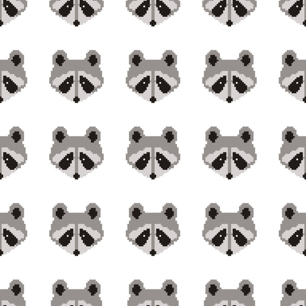 Modèle de raton laveur sans couture dans des graphismes plats. Illustration vectorielle de raton laveur. Pixel art. 8 bits
 - Vecteur, image