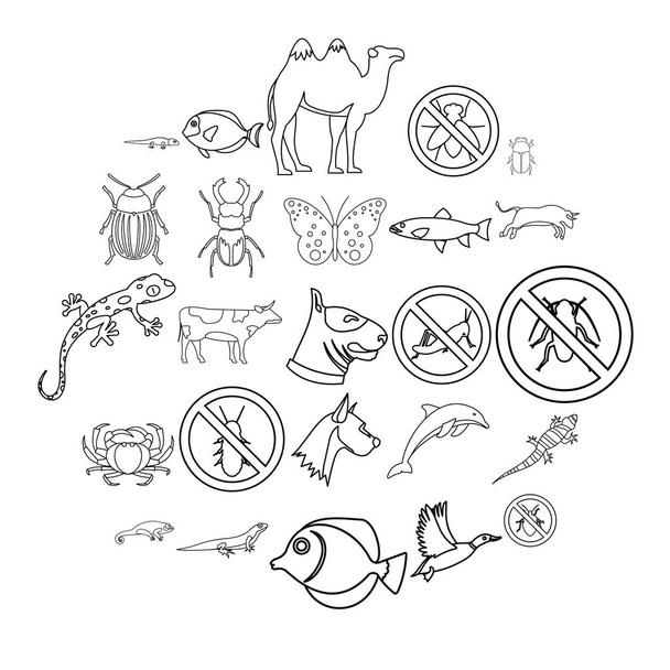 Conjunto de ícones de animais orgulhosos, estilo esboço
 - Vetor, Imagem