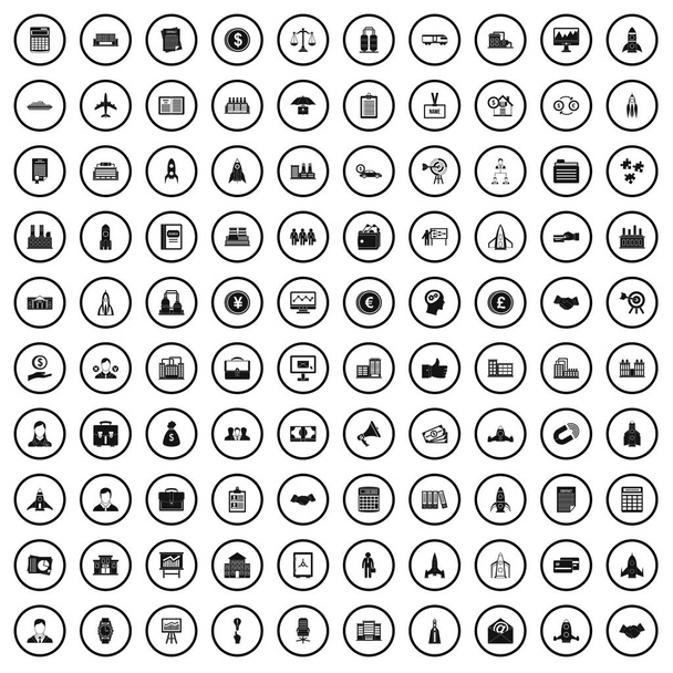 100 corporation opstarten iconen set, eenvoudige stijl  - Vector, afbeelding