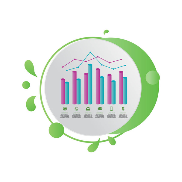 Wykres słupkowy wykres statystycznych biznesu infografiki w gradientu lepka ciecz - Wektor, obraz