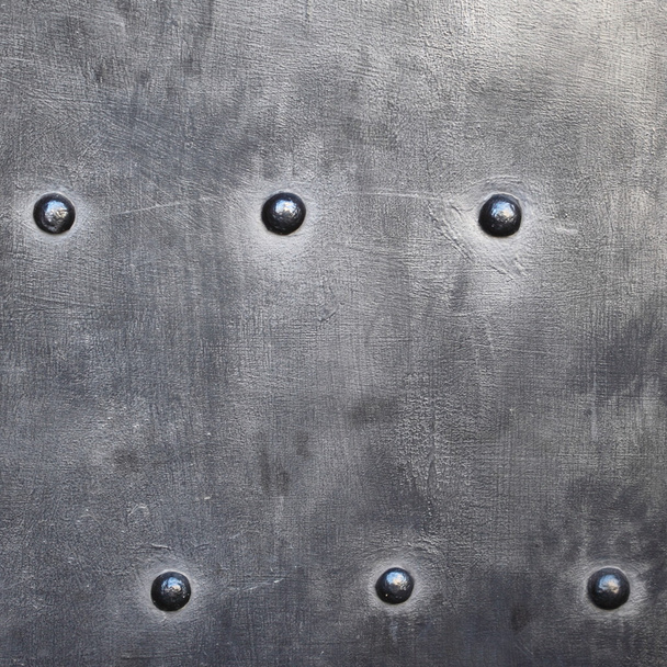 Black metal plate or armour texture with rivets - Foto, Imagem
