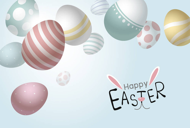 Easter eggs falling background with copy space vector illustration - Vector, Image