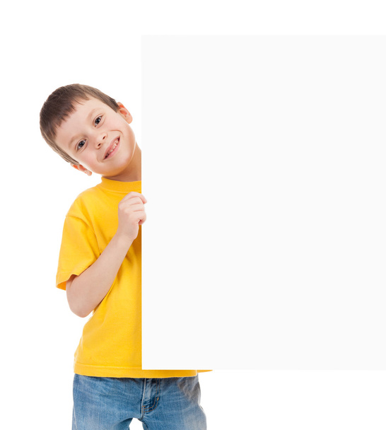 boy with blank paper sheet - Фото, зображення
