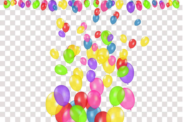 Kolor kompozycja wektora realistyczne balony na przezroczystym tle. Balony na białym tle. Karty okolicznościowe urodziny lub inne wzory - Wektor, obraz
