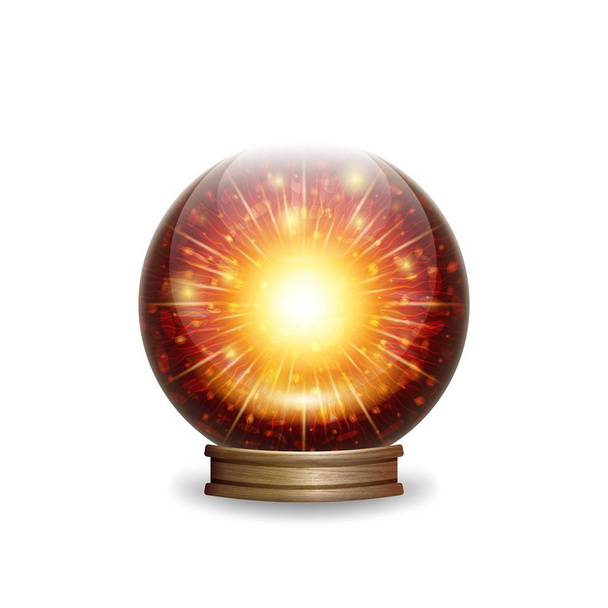 Magic fire crystal ball with lights - Vetor, Imagem