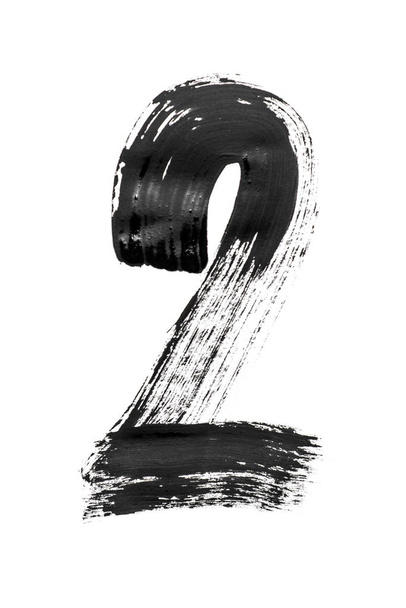 A "2-es" szám van írva fekete egy elszigetelt fehér háttér. Függőleges keret - Fotó, kép