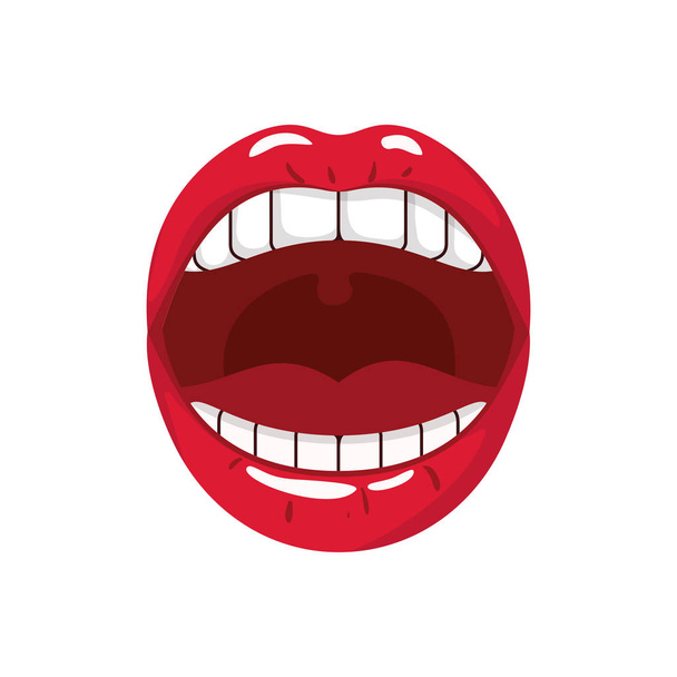 boca femenina pop arte estilo aislado icono
 - Vector, imagen