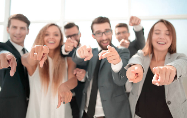 close up.a group of young business people pointing at you - Foto, imagen