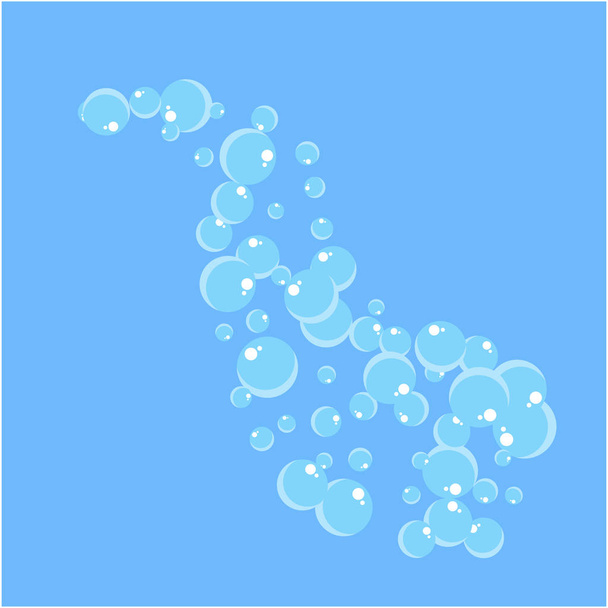 Flying bubbles of soap suds Flat vector - Vector, Imagen