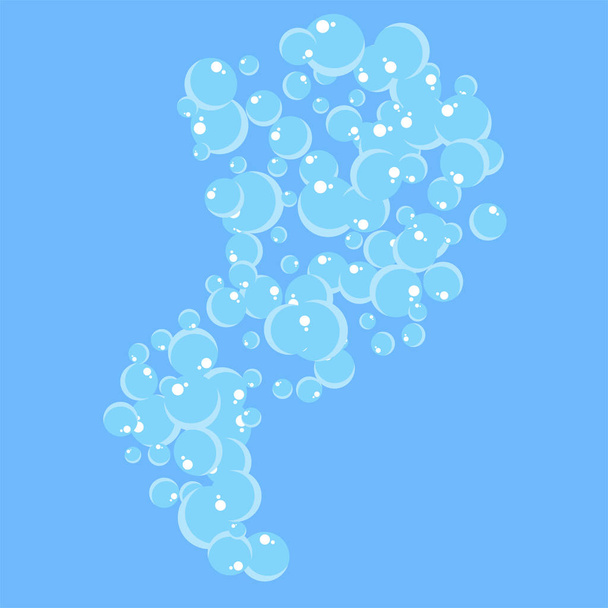 Flying bubbles of soap suds Flat vector - Vector, Image
