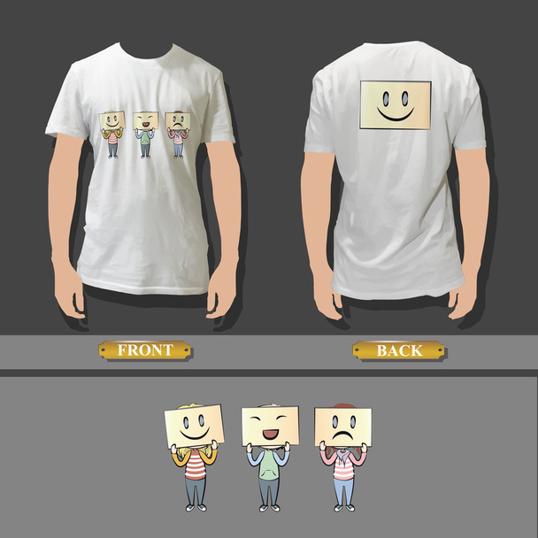 Kids with multiple emotions in a shirt. Realistic vector illustration. - Vector, Image
