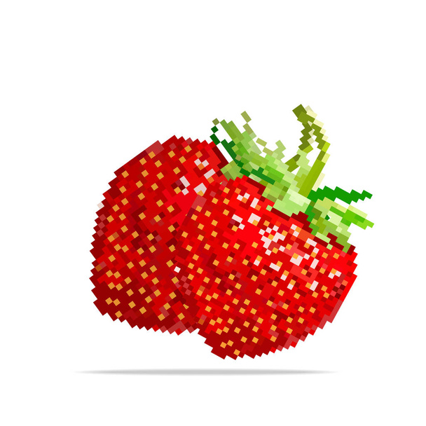 Pixelkunst. Erdbeeren. Vektorillustration. 8bit. - Vektor, Bild