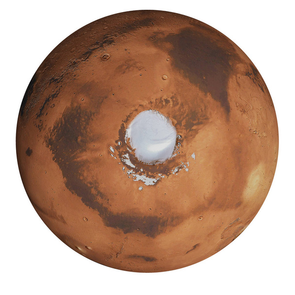 Planeta Mars biegun północny na białym tle - Zdjęcie, obraz