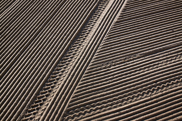 Pulito da una sabbia trattore sulla spiaggia mediterranea al mattino. Antibes, Costa Azzurra, Francia. Ampio spazio per la scrittura
 - Foto, immagini