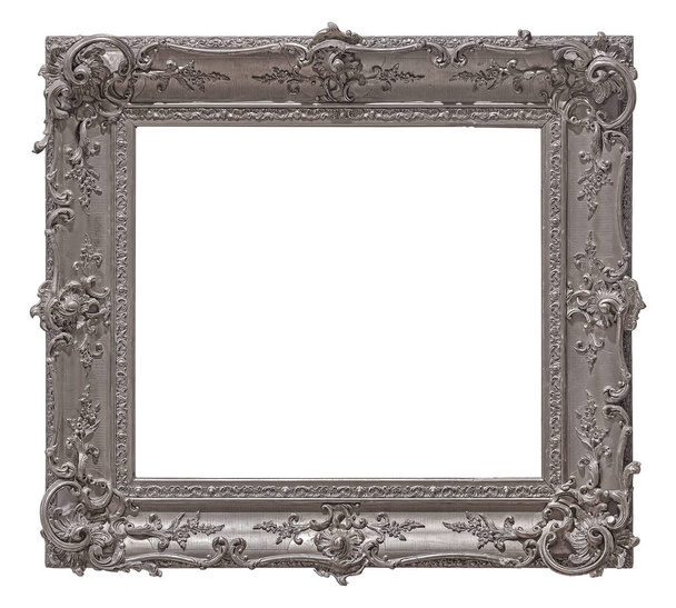 Silver frame for paintings, mirrors or photo isolated on white background. Design element with clipping path - Photo, Image