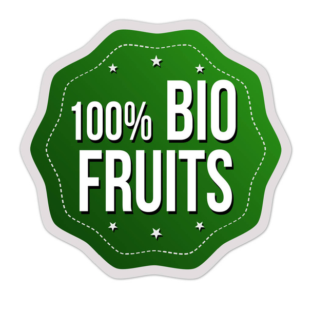 Étiquette ou autocollant 100 % Bio fruits sur fond blanc, illustration vectorielle
 - Vecteur, image