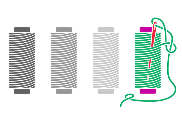Icon Sewing Thread on Spools. Vector Isolated Coil. Silhouette - Vector, Image