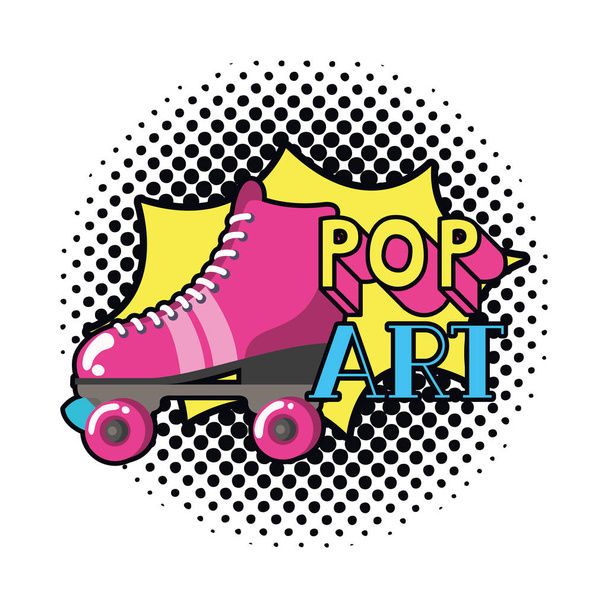ícone de arte pop patins rolo
 - Vetor, Imagem