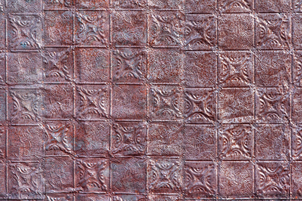 Rusty Pressed Tin Sheeting Wall Covering - Photo, Image