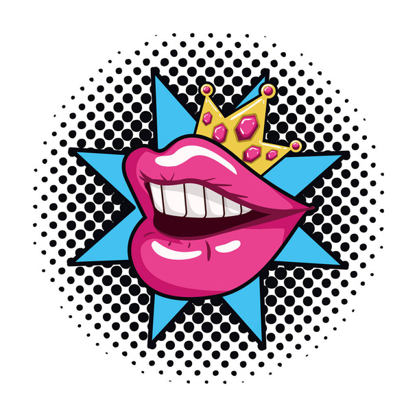 θηλυκό στόμα pop art στυλ εικονίδιο απομονωμένες - Διάνυσμα, εικόνα