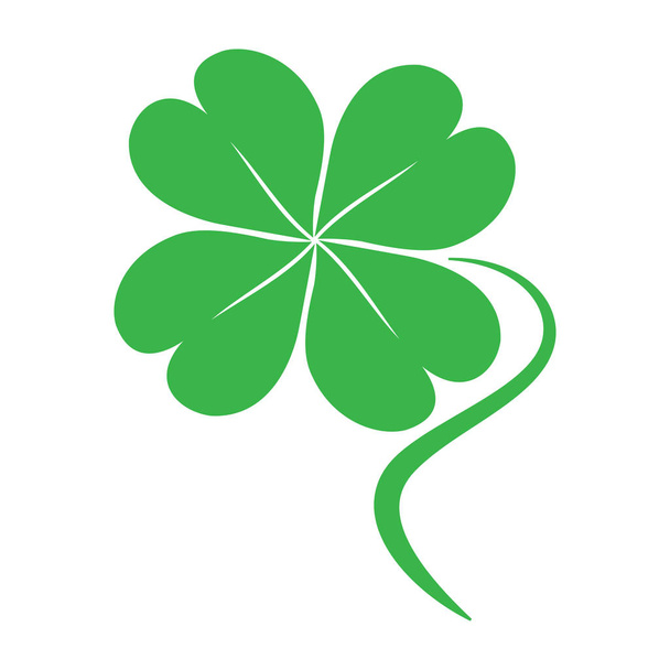 grüne vierblättrige Kleeblatt-Ikone für St. Patrick 's Day  - Vektor, Bild