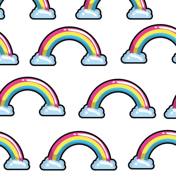 pattern rainbow with clouds pop art - Vector, Image