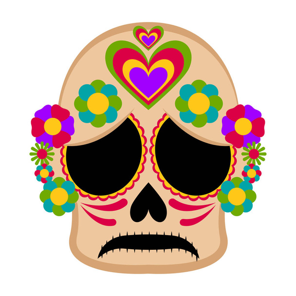 Цветочный череп мексиканского цвета
 - Вектор,изображение