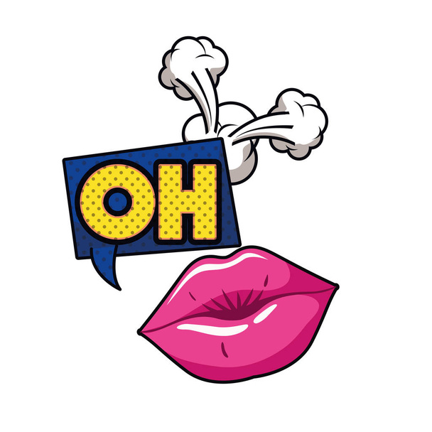 lèvres féminines avec bulle vocale icône isolée
 - Vecteur, image
