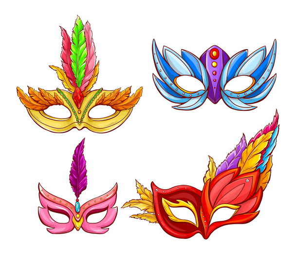 Vector bright face masks for Venetian carnivals - Vektor, kép