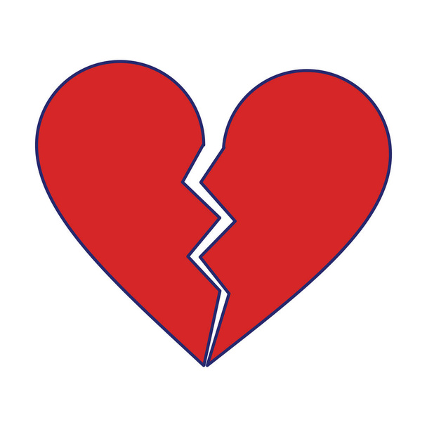 αγάπη σπασμένη καρδιά σύμβολο μπλε γραμμές - Διάνυσμα, εικόνα