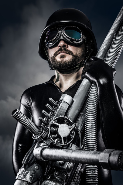 man of the future with huge laser cannon shotgun - Fotoğraf, Görsel